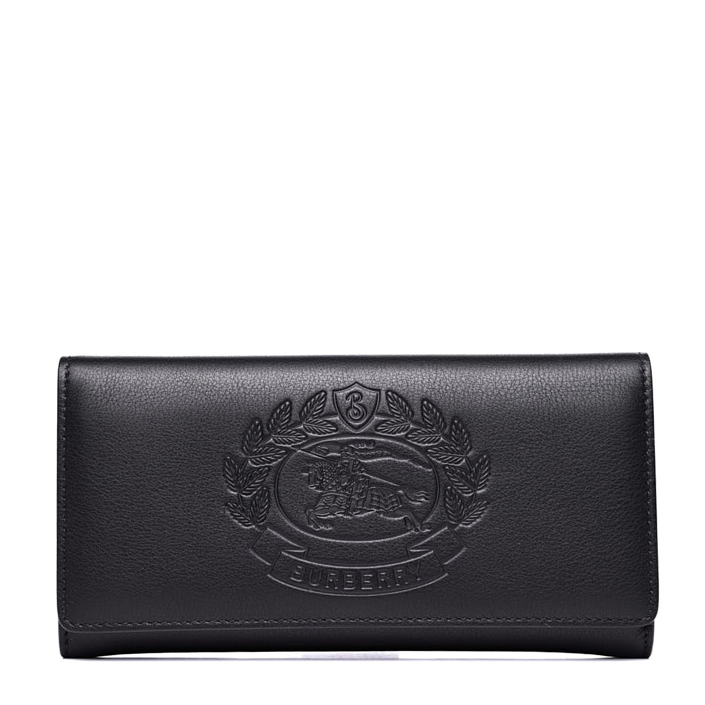 Calfskin Crest Embossed Continental Wallet Black