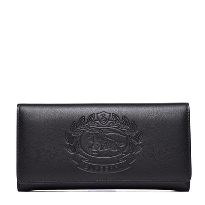Burberry Calfskin Crest Embossed Continental Wallet Black 1 of 9