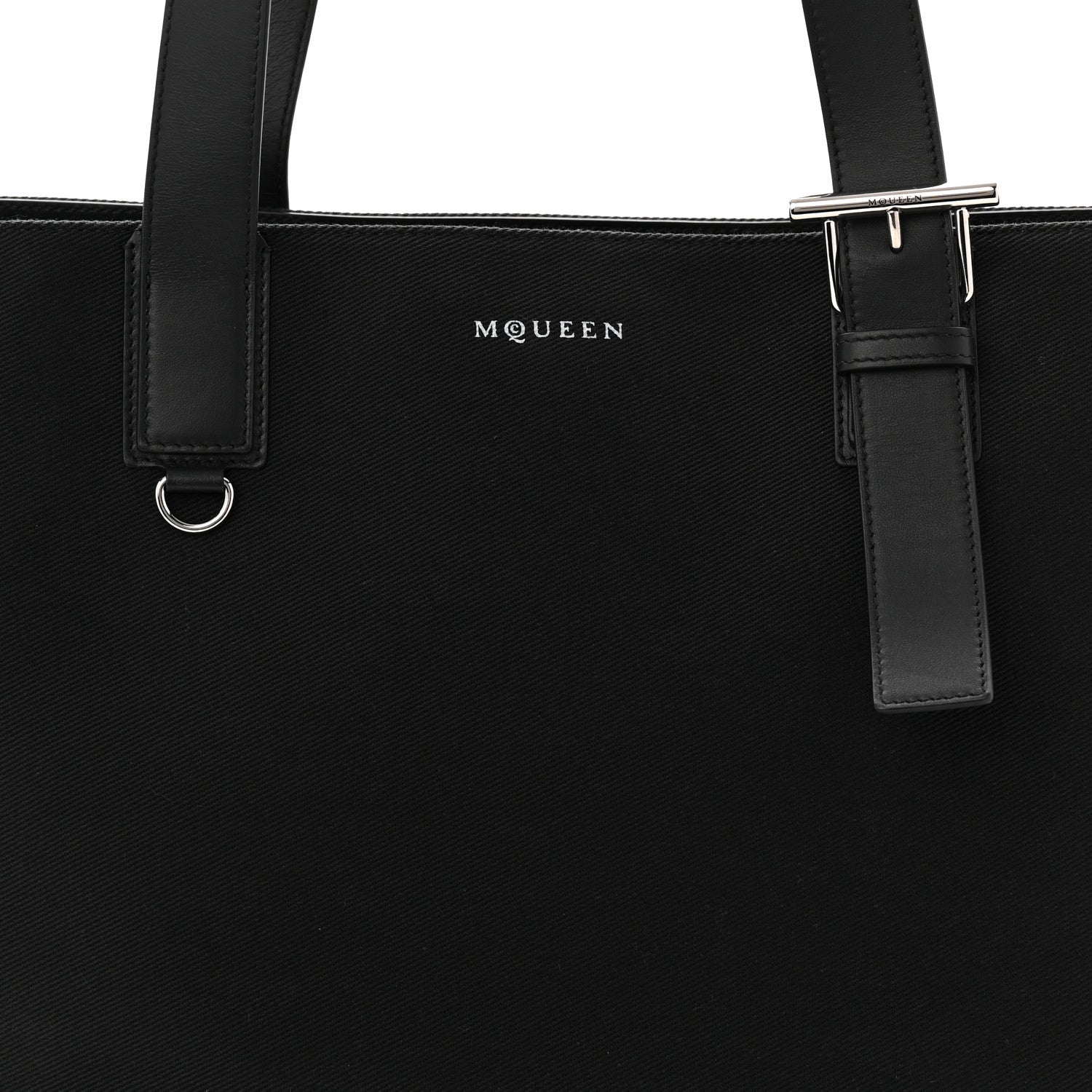 Alexander McQueen Canvas Calfskin T-Bar Shopping Bag Black 7 of 9