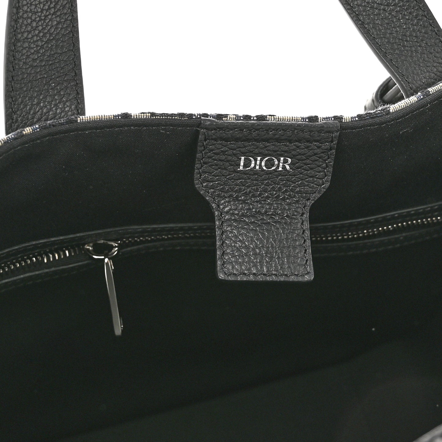 Oblique Saddle Tote Beige Black