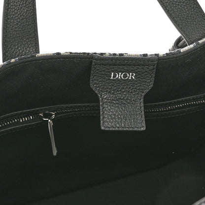 Christian Dior Oblique Saddle Tote Beige Black 6 of 11
