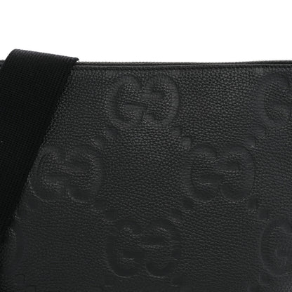 Gucci Piuma Calfskin Jumbo GG Embossed Medium Wristlet Messenger Bag Black 8 of 10