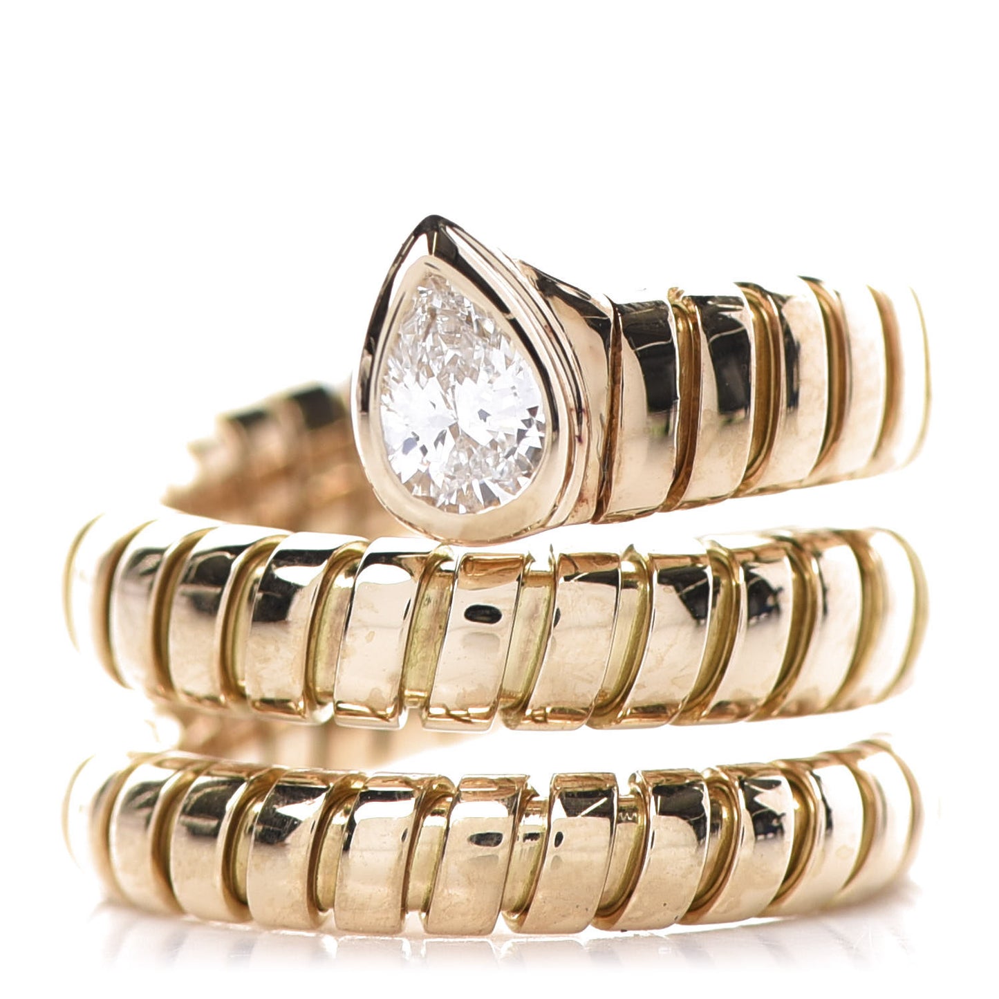 18K Yellow Gold Diamond Tubogas Ring 49 5
