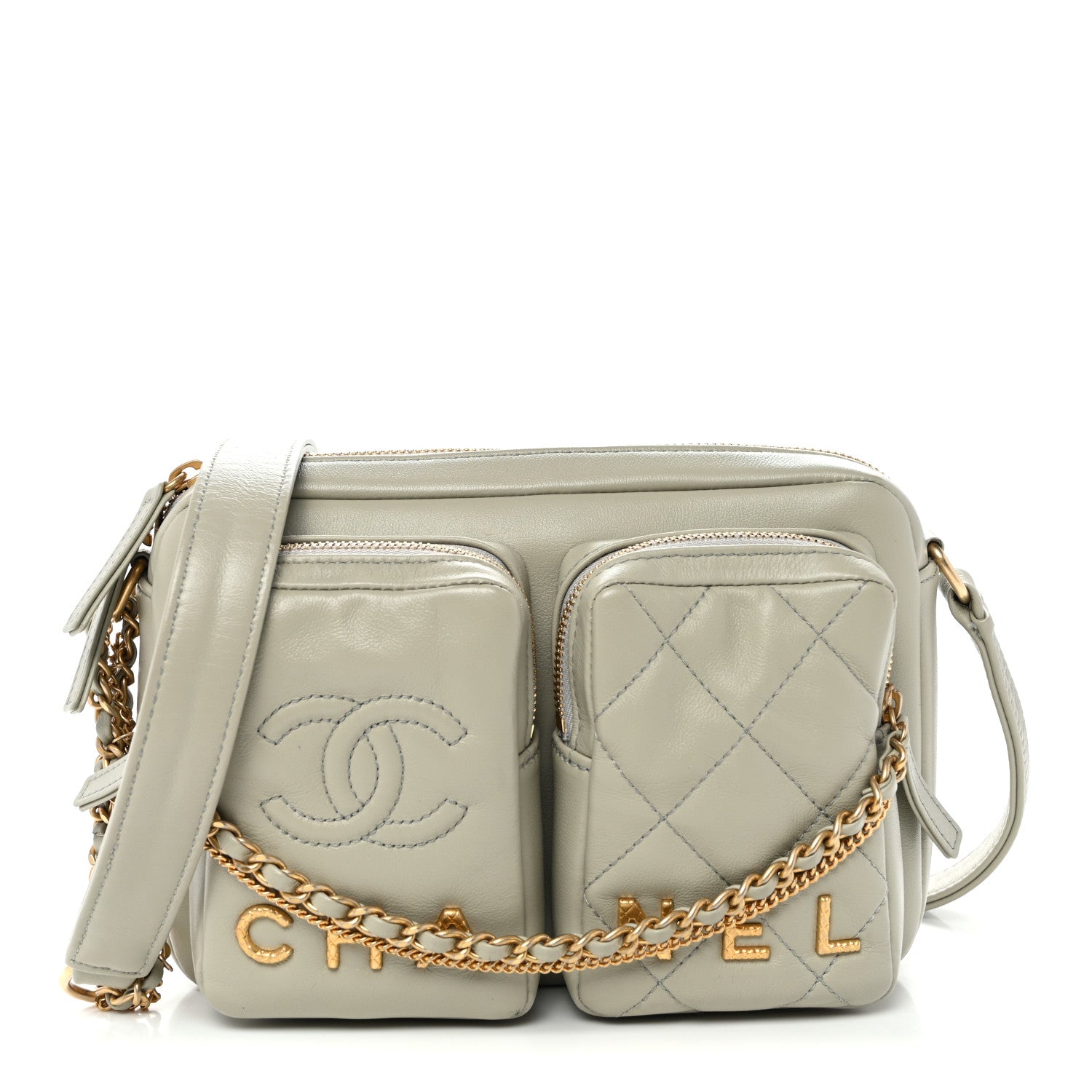 Chanel Calfskin Quilted Small Camera Case Grey 1 of 10