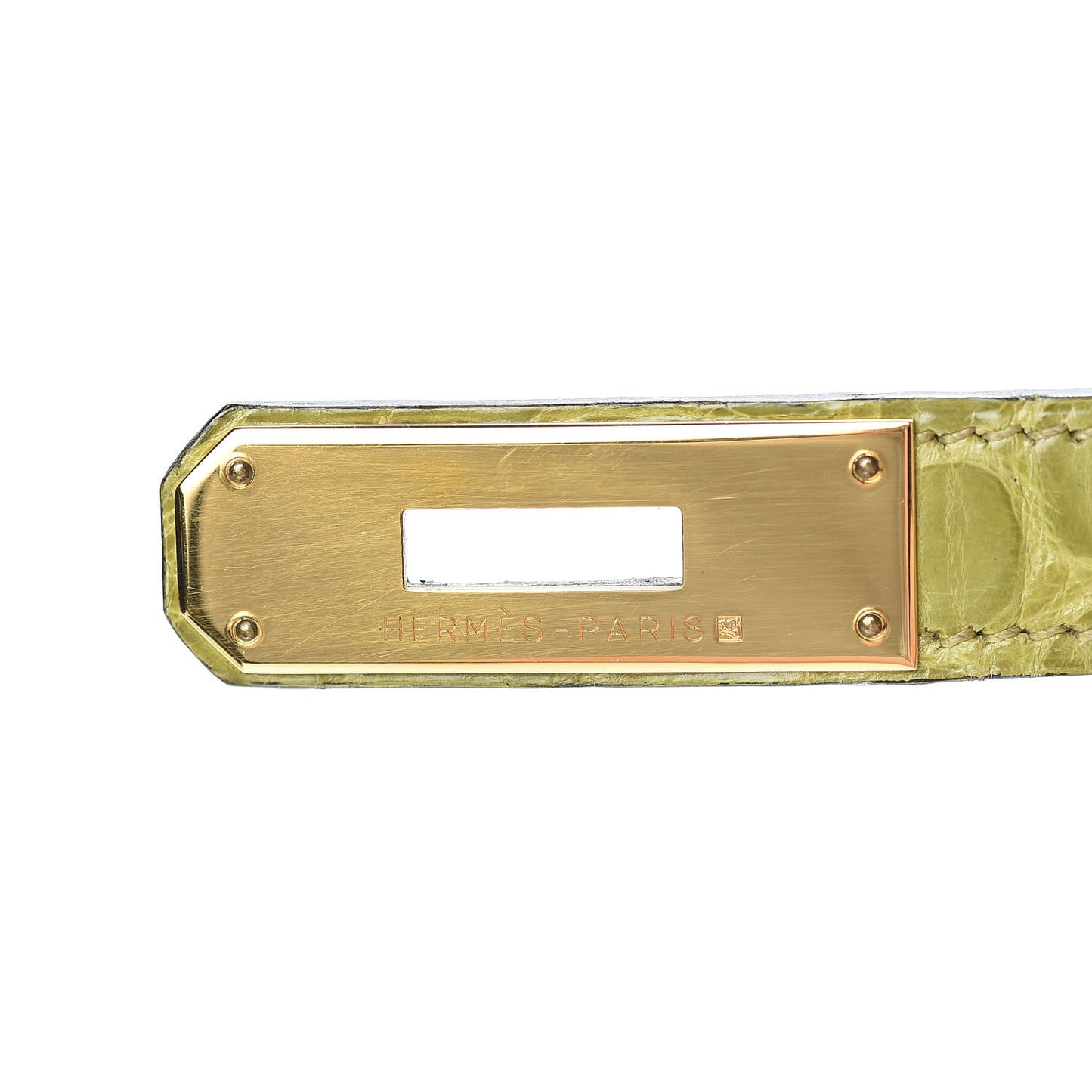 Shiny Alligator Kelly Sellier 32 Vert Chartreuse