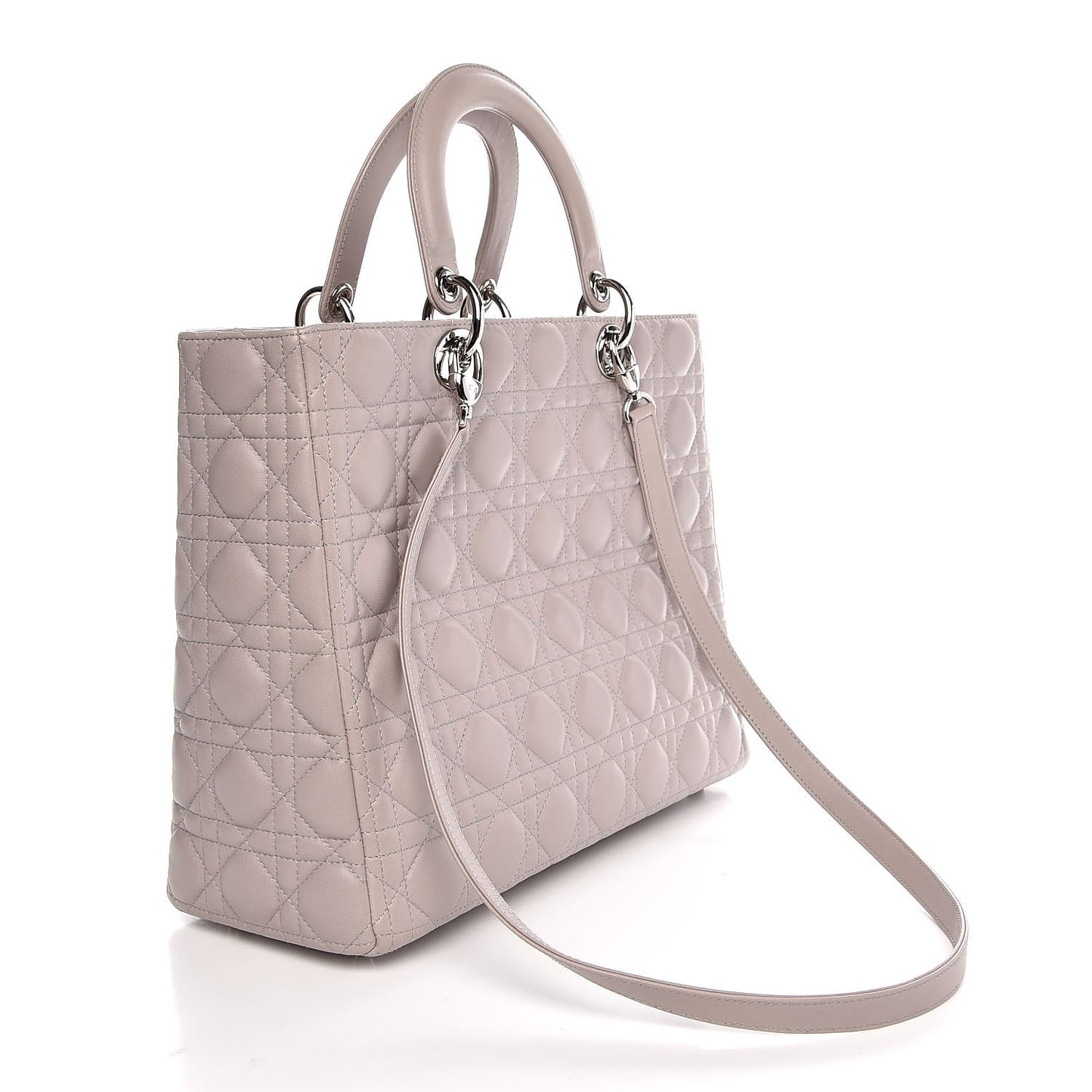 Lambskin Cannage Large Lady Dior Light Grey