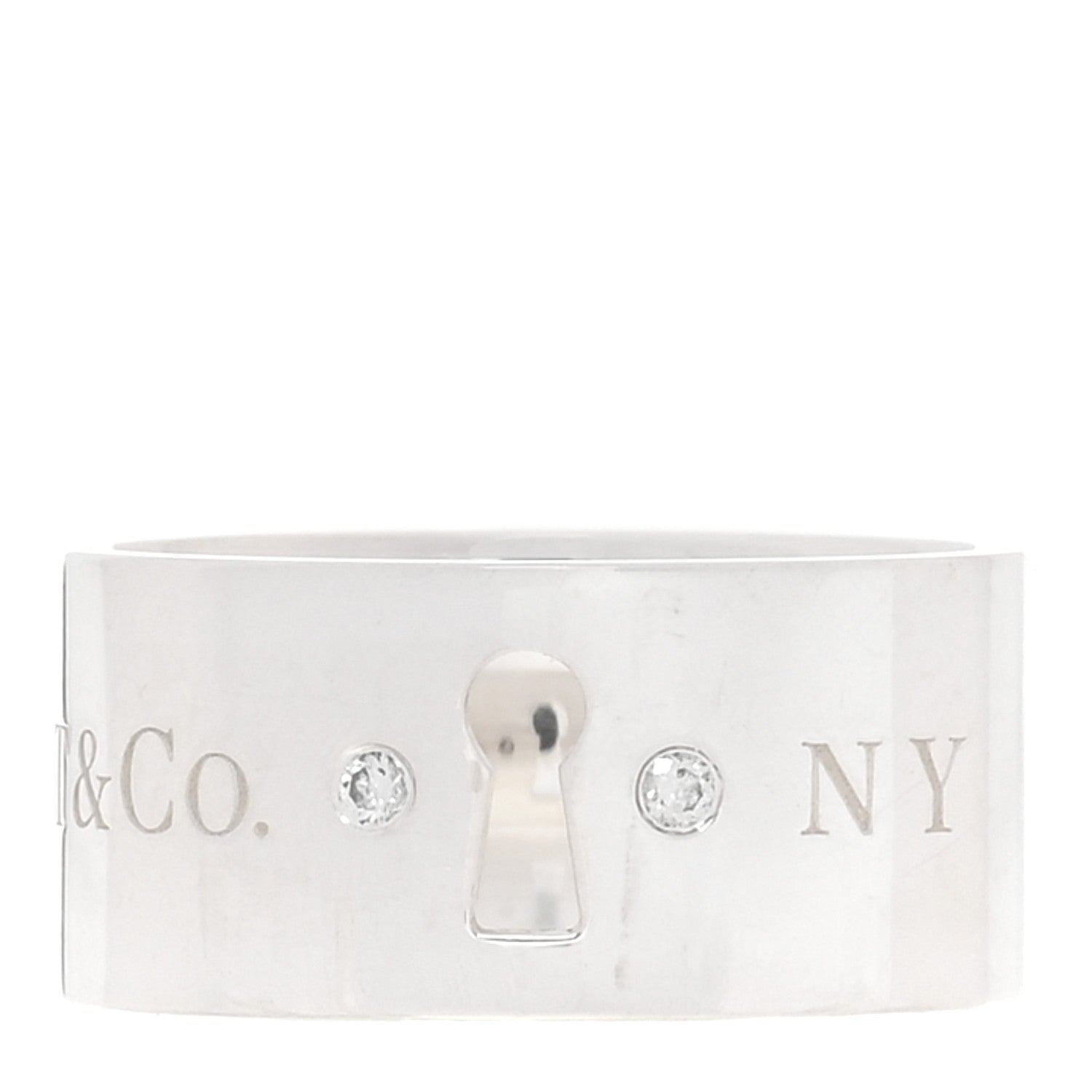 Tiffany Sterling Silver Diamond Wide Locks Band Ring 52 6 1 of 4