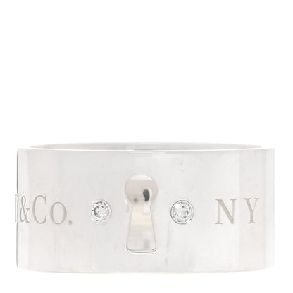 Tiffany Sterling Silver Diamond Wide Locks Band Ring 52 6 1 of 4