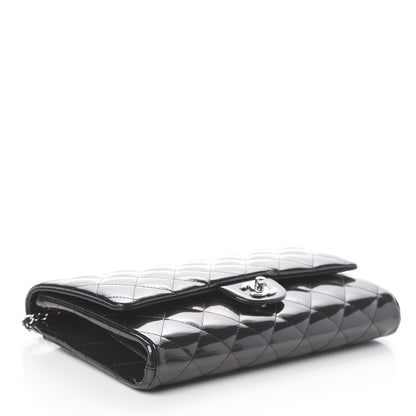 Chanel Striated Patent Quilted Clutch With Chain Flap Black 3 of 8