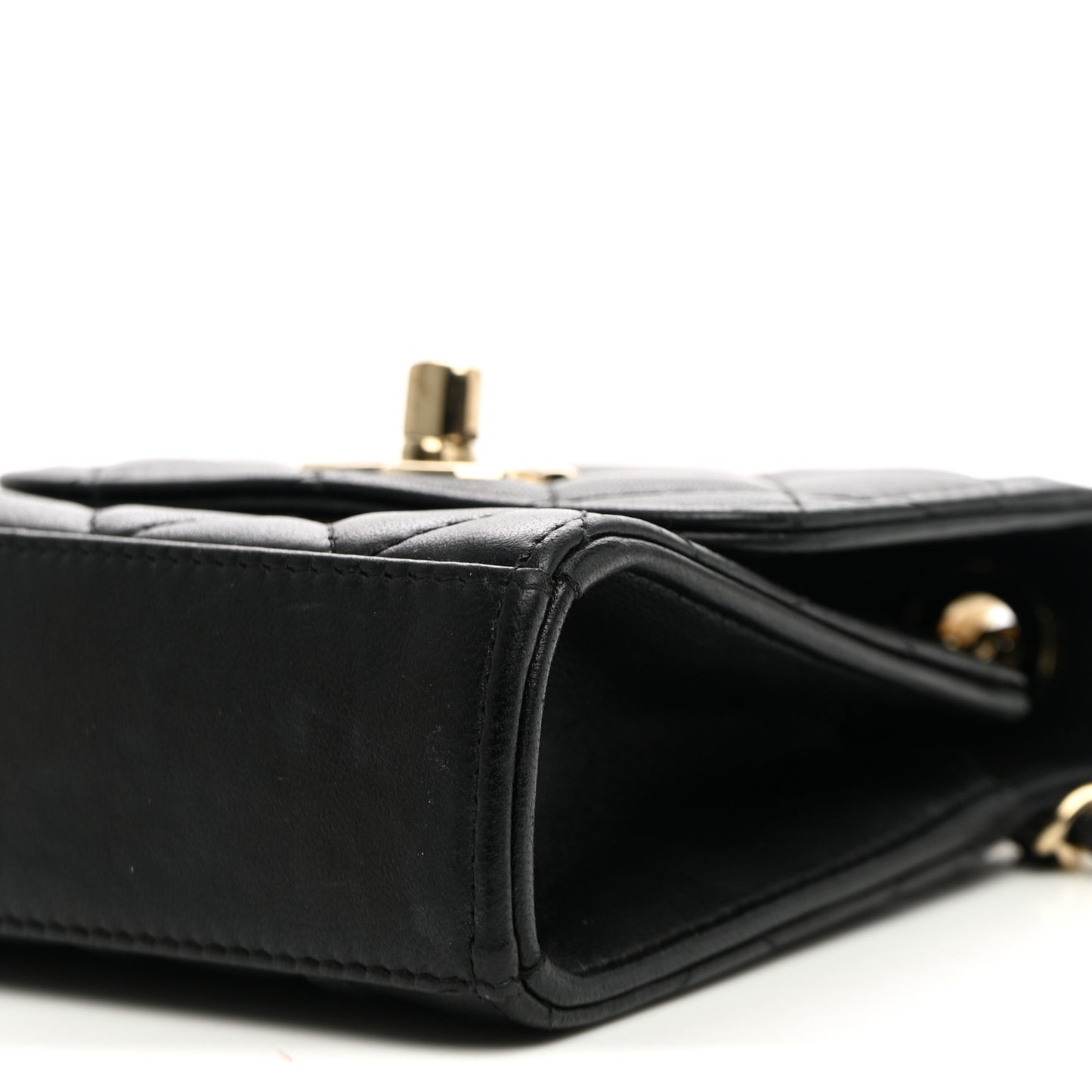 Lambskin Quilted Mini Trendy CC Clutch With Chain Black