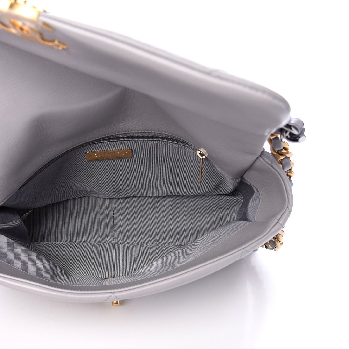 Goatskin Quilted Large 19 Flap Grey