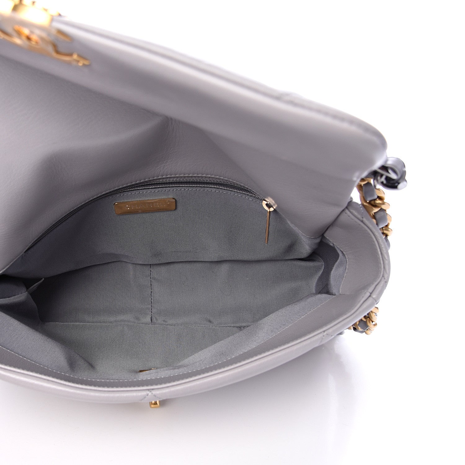 Chanel Goatskin Quilted Large 19 Flap Grey 4 of 10