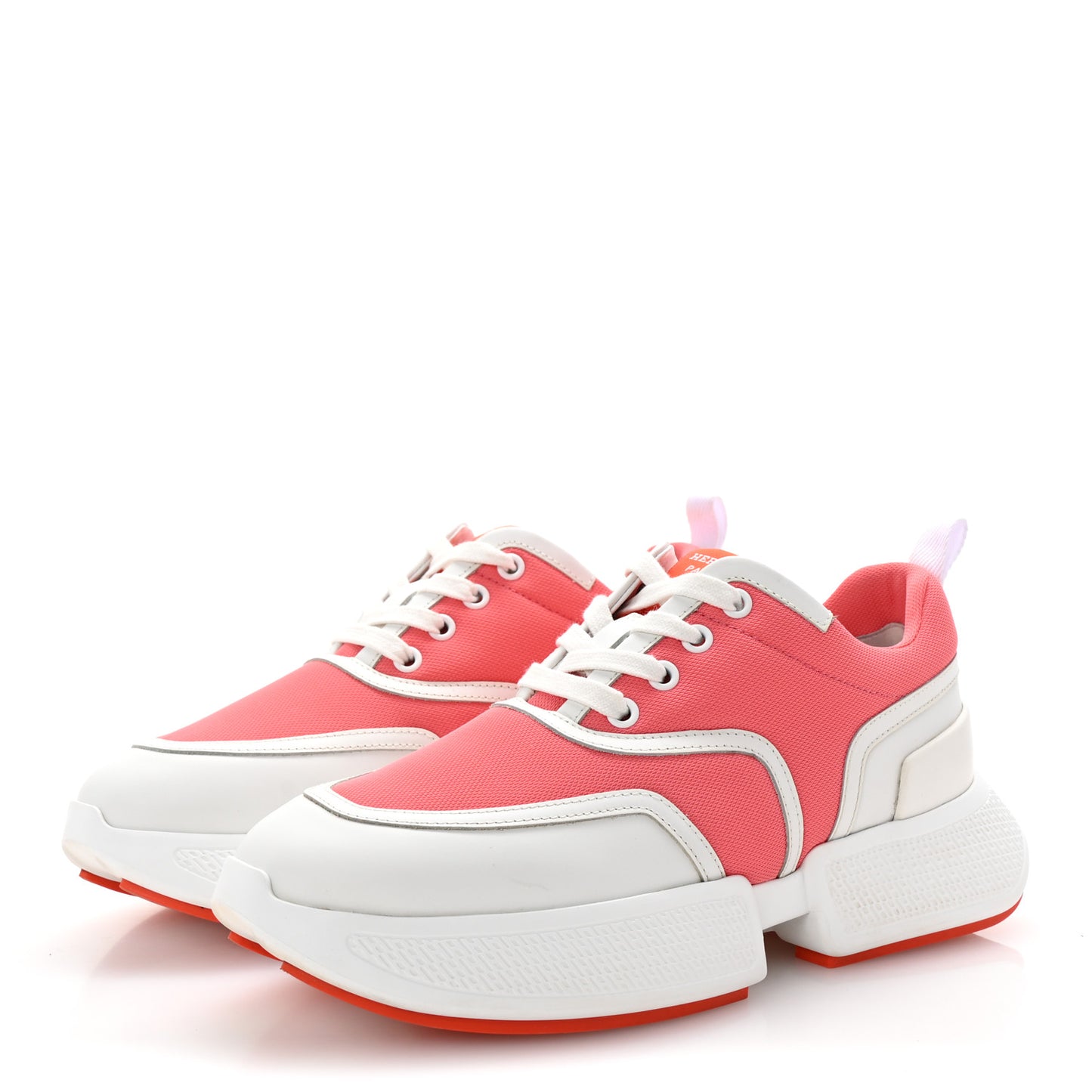 Mesh Calfskin Womens Giga Sneakers 37.5 Rose Du Desert White