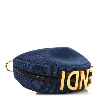 Fendi Denim Shiny Nappa Nano Fendigraphy Hobo Charm Blue Moro 4 of 11