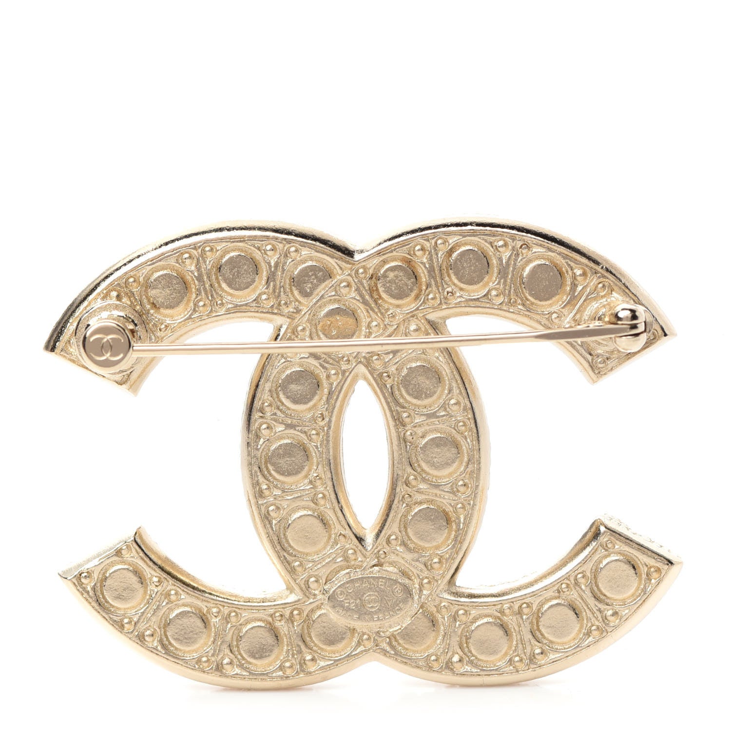 Chanel Pearl Crystal CC Brooch Gold 3 of 5