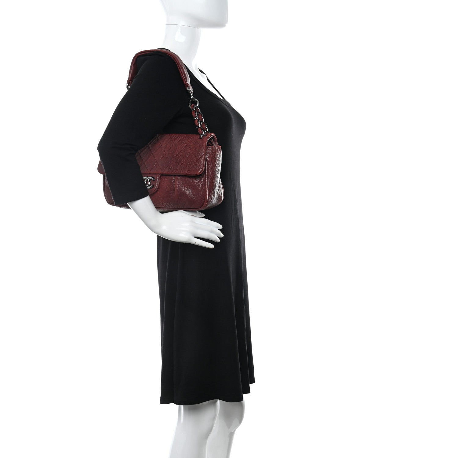 Chanel Distressed Lambskin Lady Braid Flap Burgundy 2 of 11