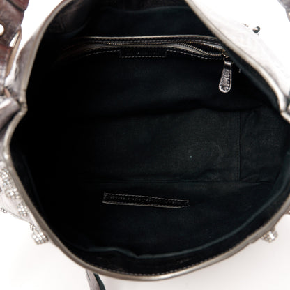Balenciaga Metallic Agneau Arena Crystal Medium Le Cagole Shoulder Bag Silver 5 of 10