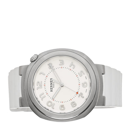 Hermes Stainless Steel Rubber 36mm Cut Automatic Watch Blanc 2 of 5