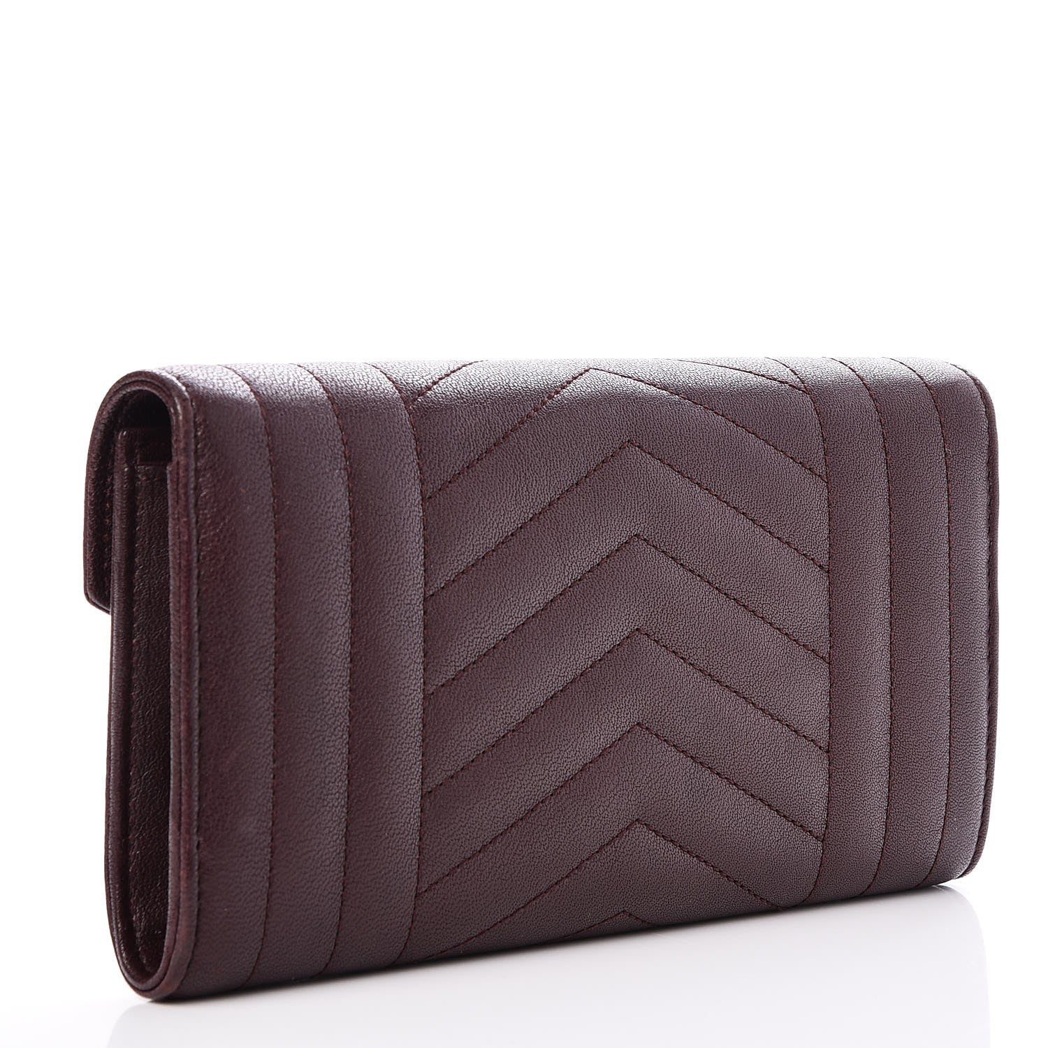 Saint Laurent Lambskin Mixed Matelasse Quilted Large Monogram Envelope Wallet Bordeaux 3 of 9
