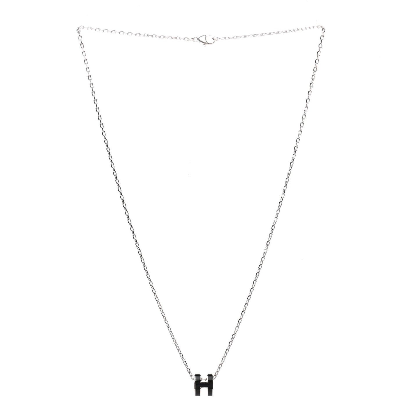 Lacquered Palladium Mini Pop H Pendant Necklace Black