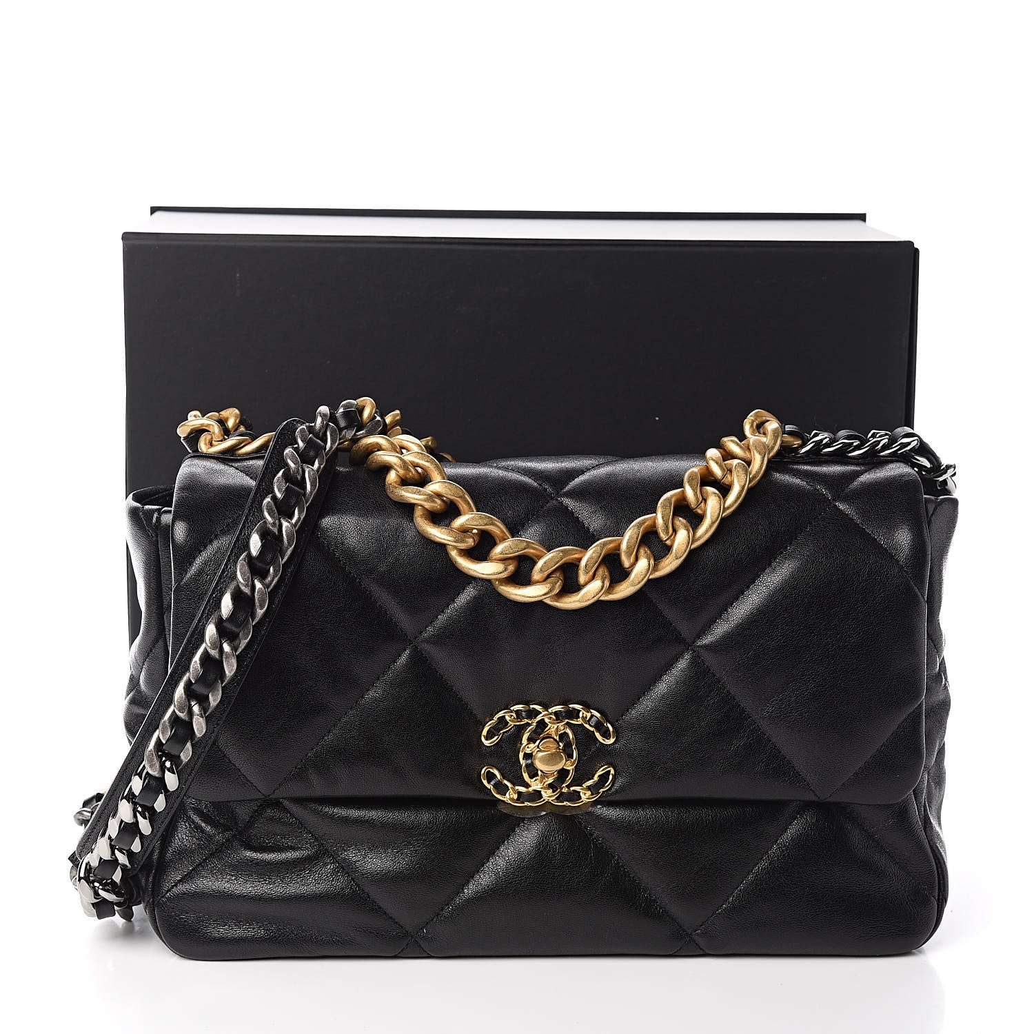 Chanel Goatskin Quilted Large 19 Flap Black 11 of 11