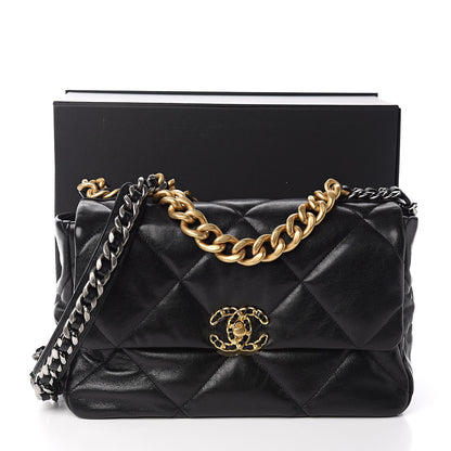 Chanel Goatskin Quilted Large 19 Flap Black 11 of 11