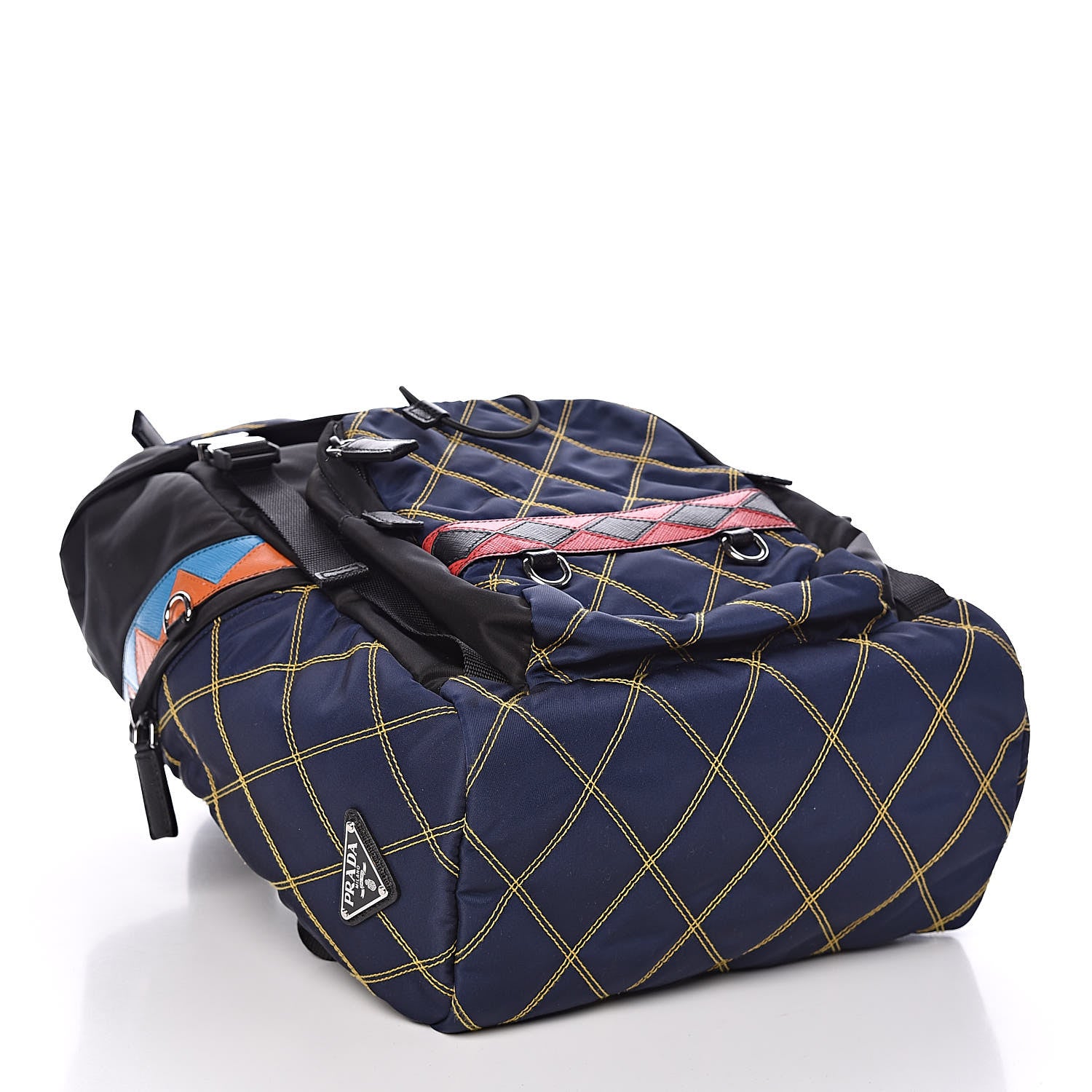 Prada Tessuto Nylon Impunturato Double Buckle Backpack Baltico Black 4 of 8