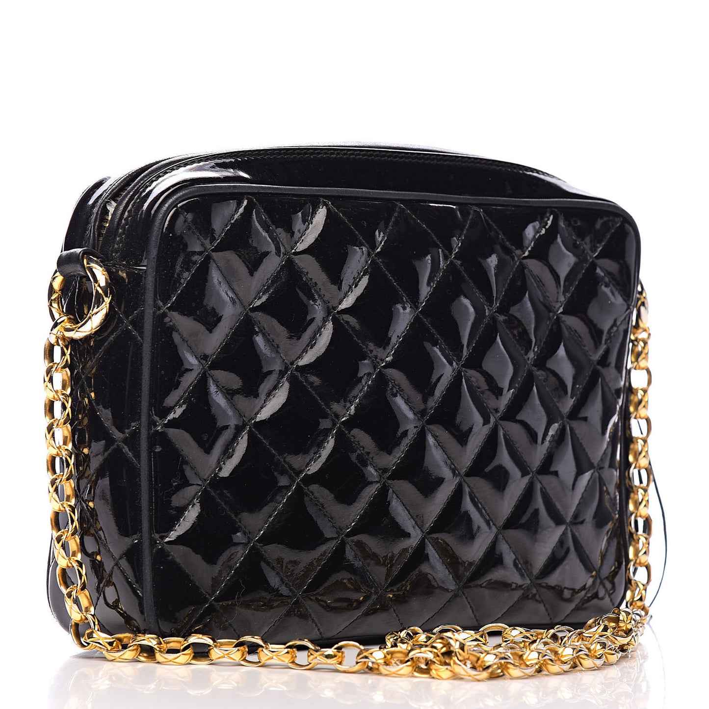 Patent Quilted Tassel Camera Case Black