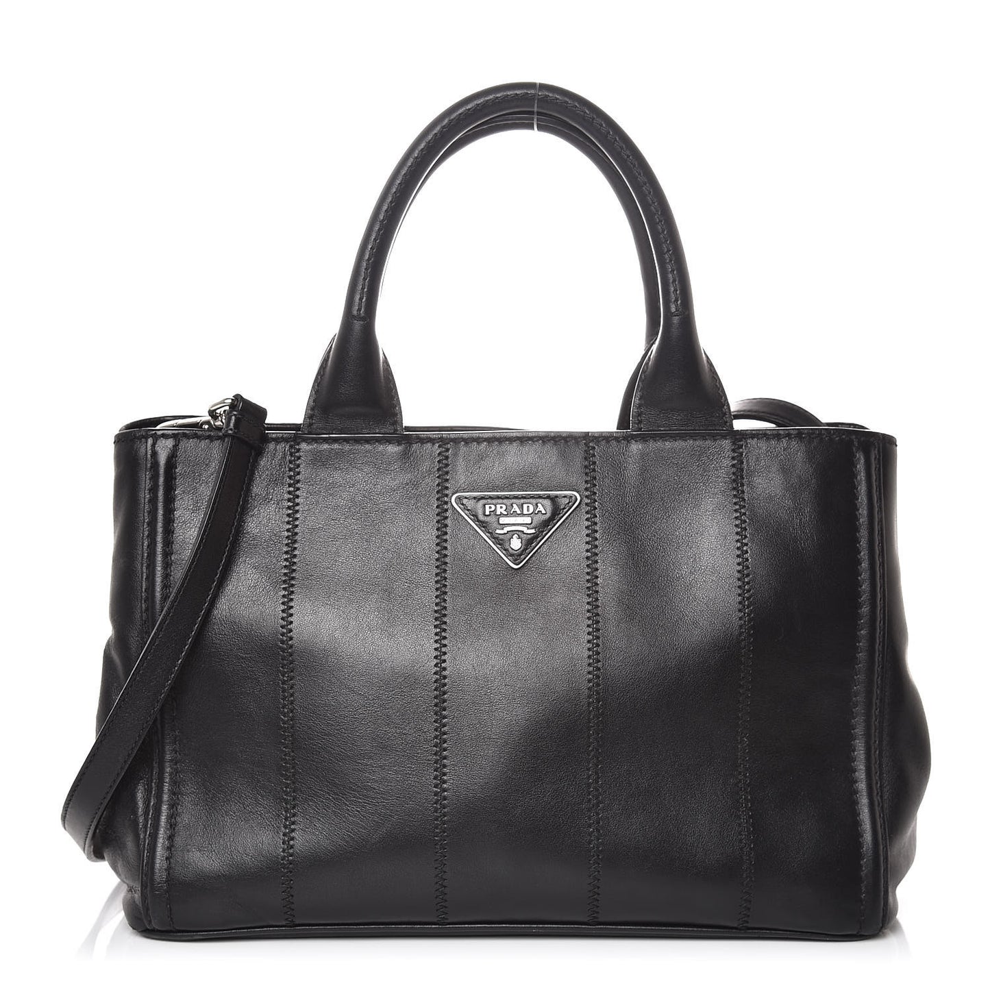 Nappa Vertical Stitched Tote Black