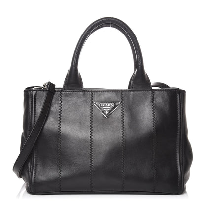 Prada Nappa Vertical Stitched Tote Black 1 of 14
