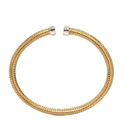 Roberto Coin 18K Yellow White Gold Diamond Woven Cuff Bracelet 3 of 4