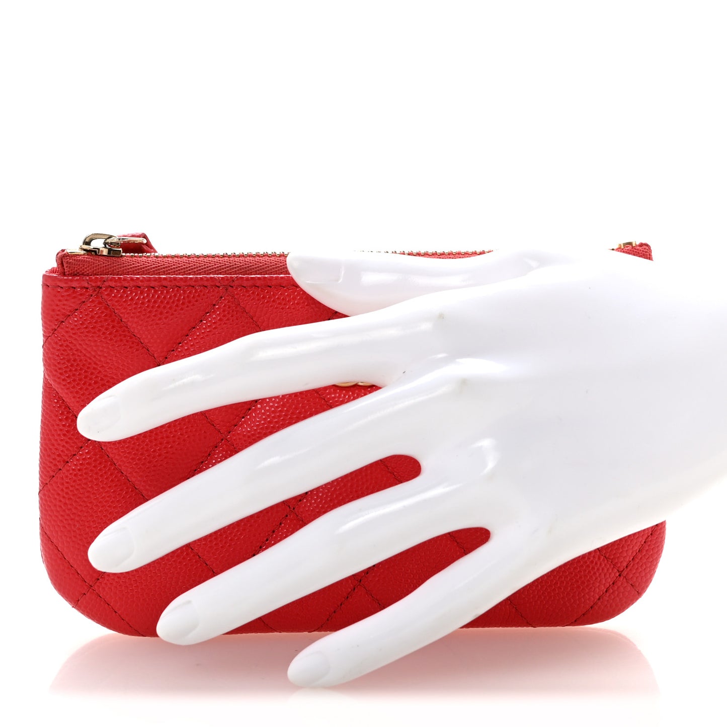 Caviar Quilted Small Cosmetic Case Red