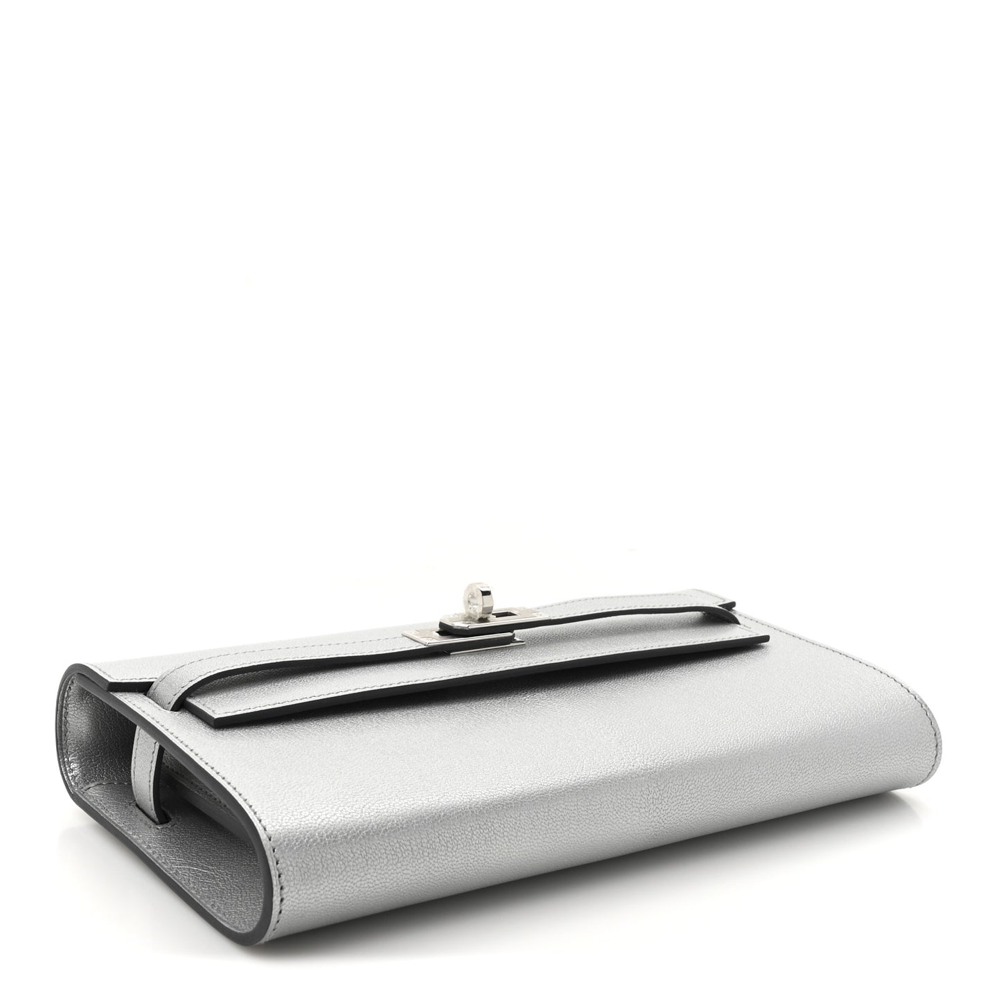 Metallic Chevre Chamkilight Kelly Wallet To Go Argent