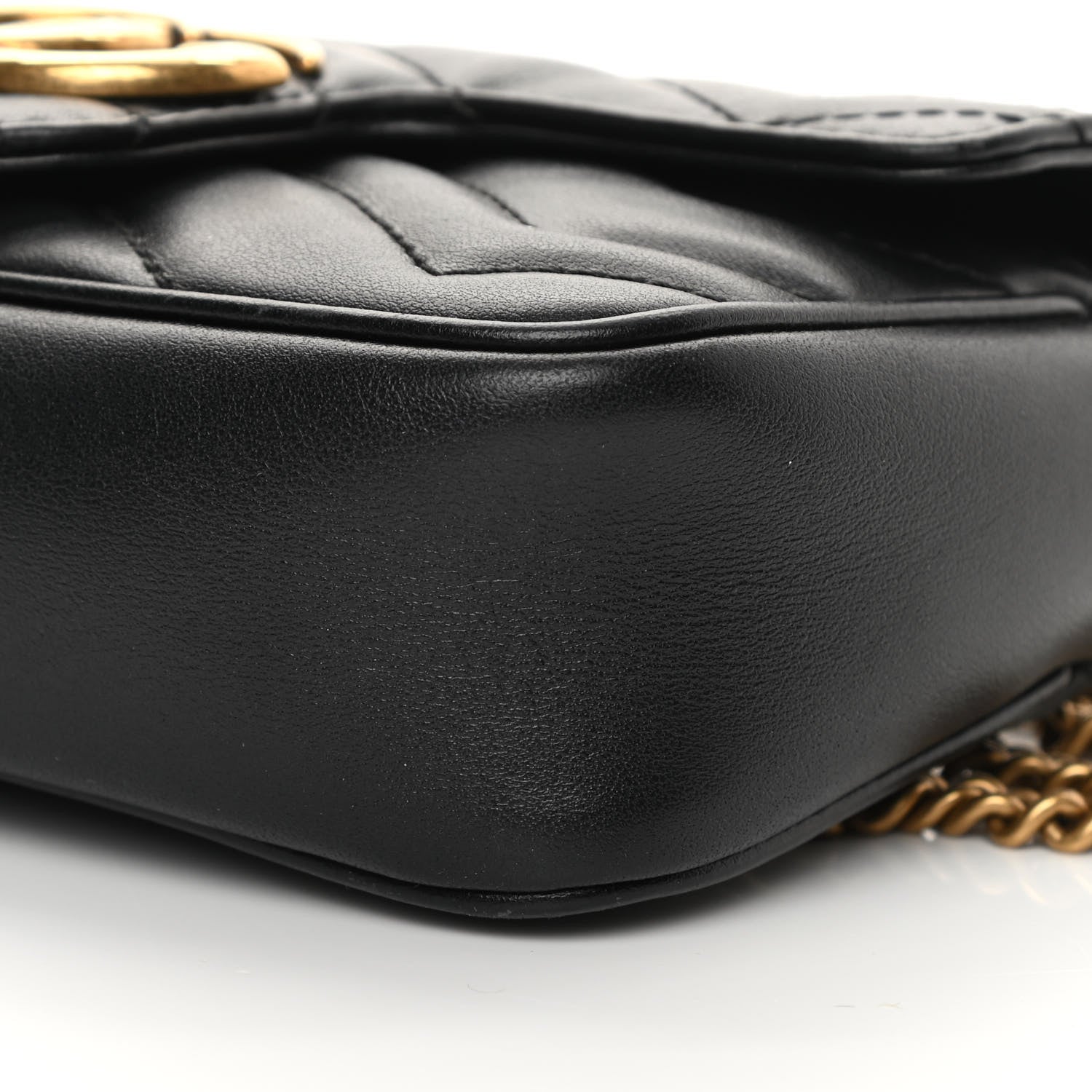 Gucci Calfskin Matelasse Super Mini GG Marmont Shoulder Bag Black 10 of 13