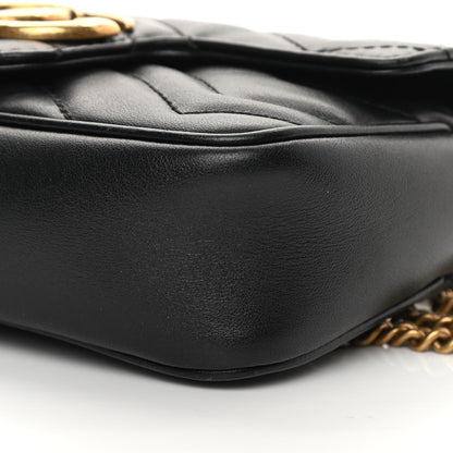 Gucci Calfskin Matelasse Super Mini GG Marmont Shoulder Bag Black 10 of 13