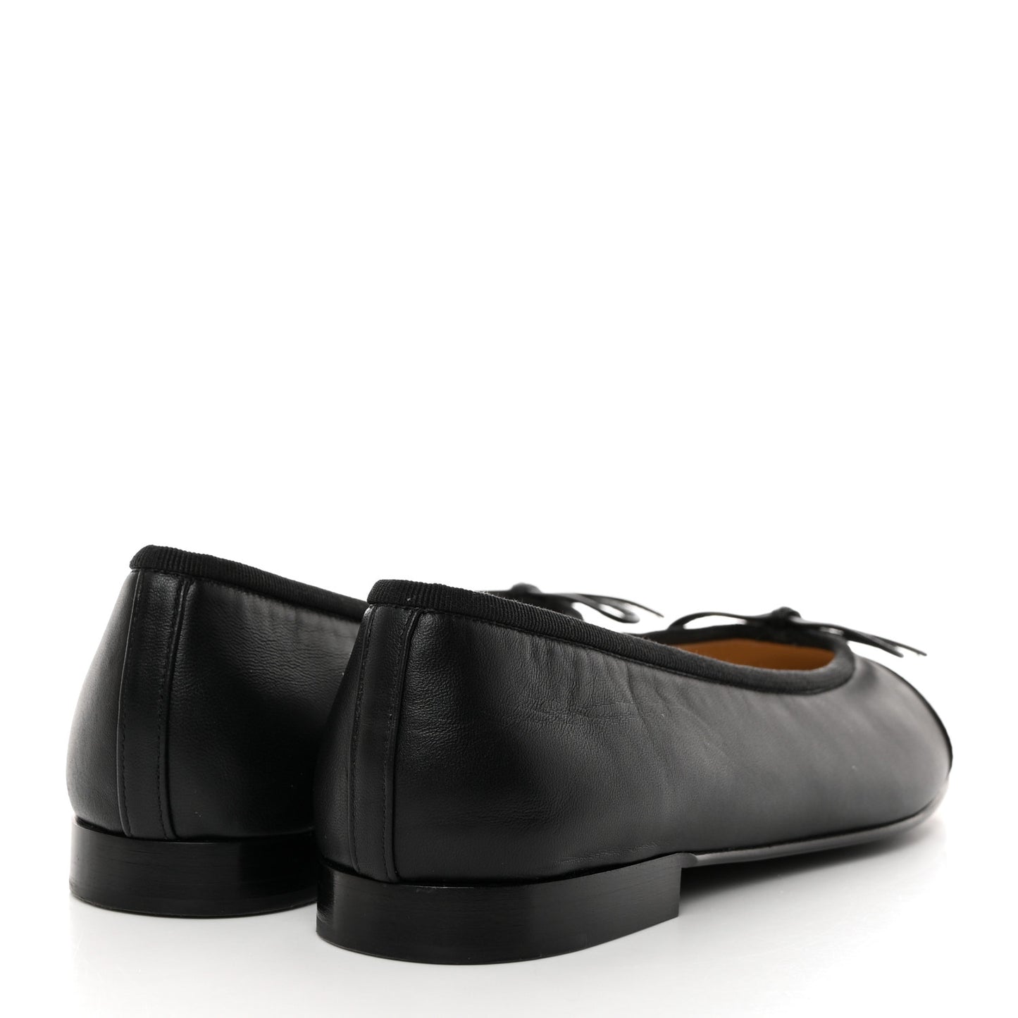 Lambskin Patent Cap Toe Ballerina Flats 37 Black