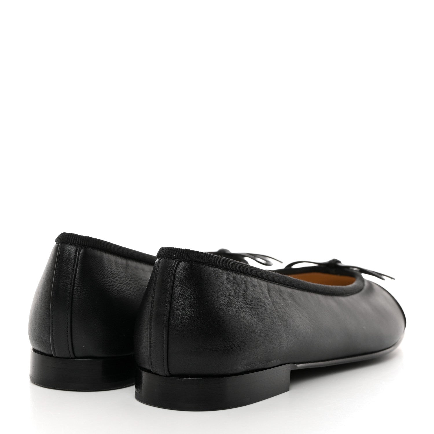 Chanel Lambskin Patent Cap Toe Ballerina Flats 37 Black 5 of 9
