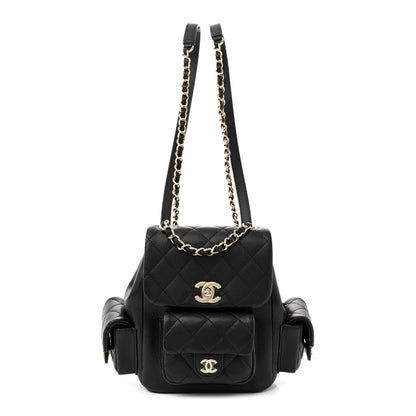 Chanel Shiny Caviar Quilted Small Pockets Drawstring Backpack Black 1 of 10