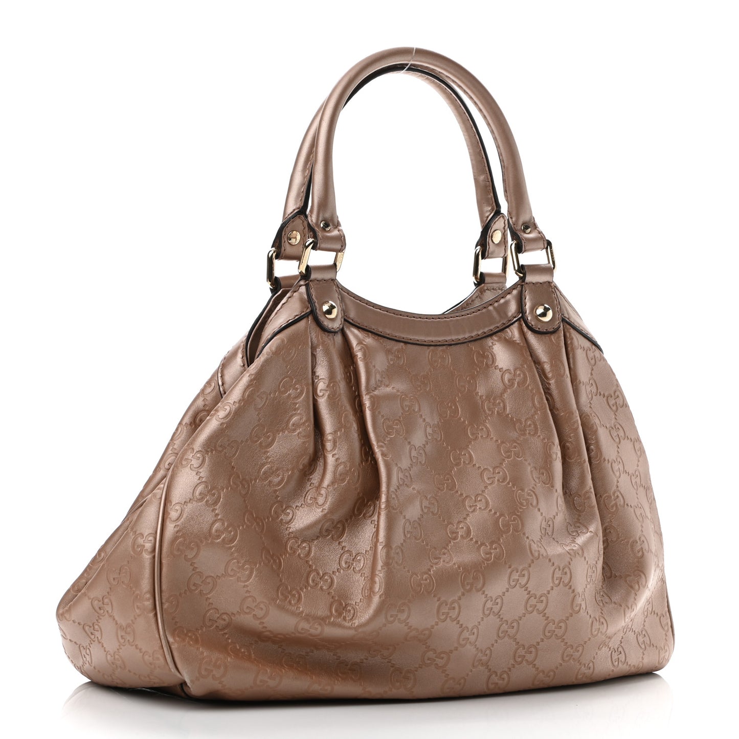 Metallic Guccissima Medium Sukey Tote Dusty Rose