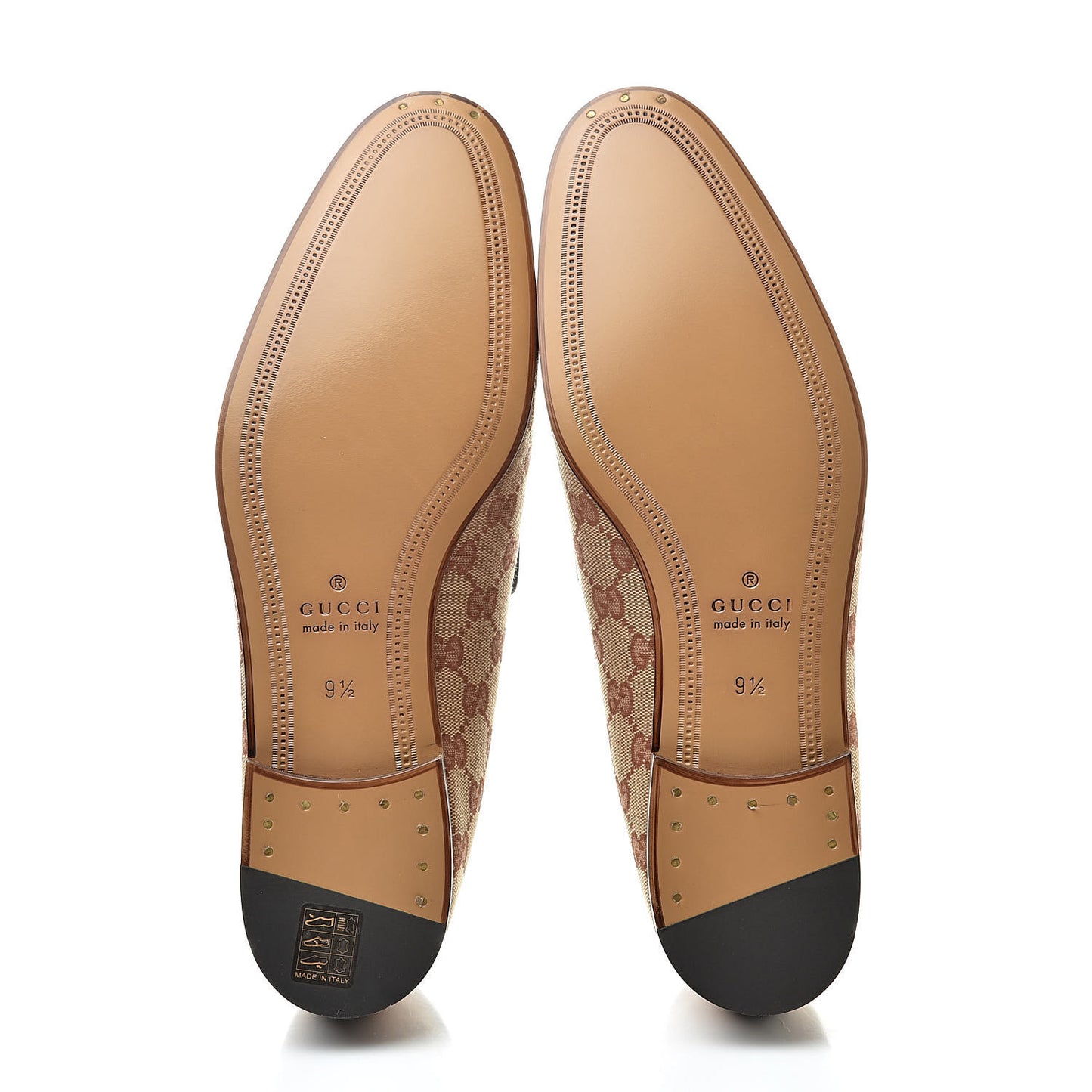 Canvas GG Monogram Horsebit Mens Jordaan Loafers 9.5 Beige Ruggine Light Brown
