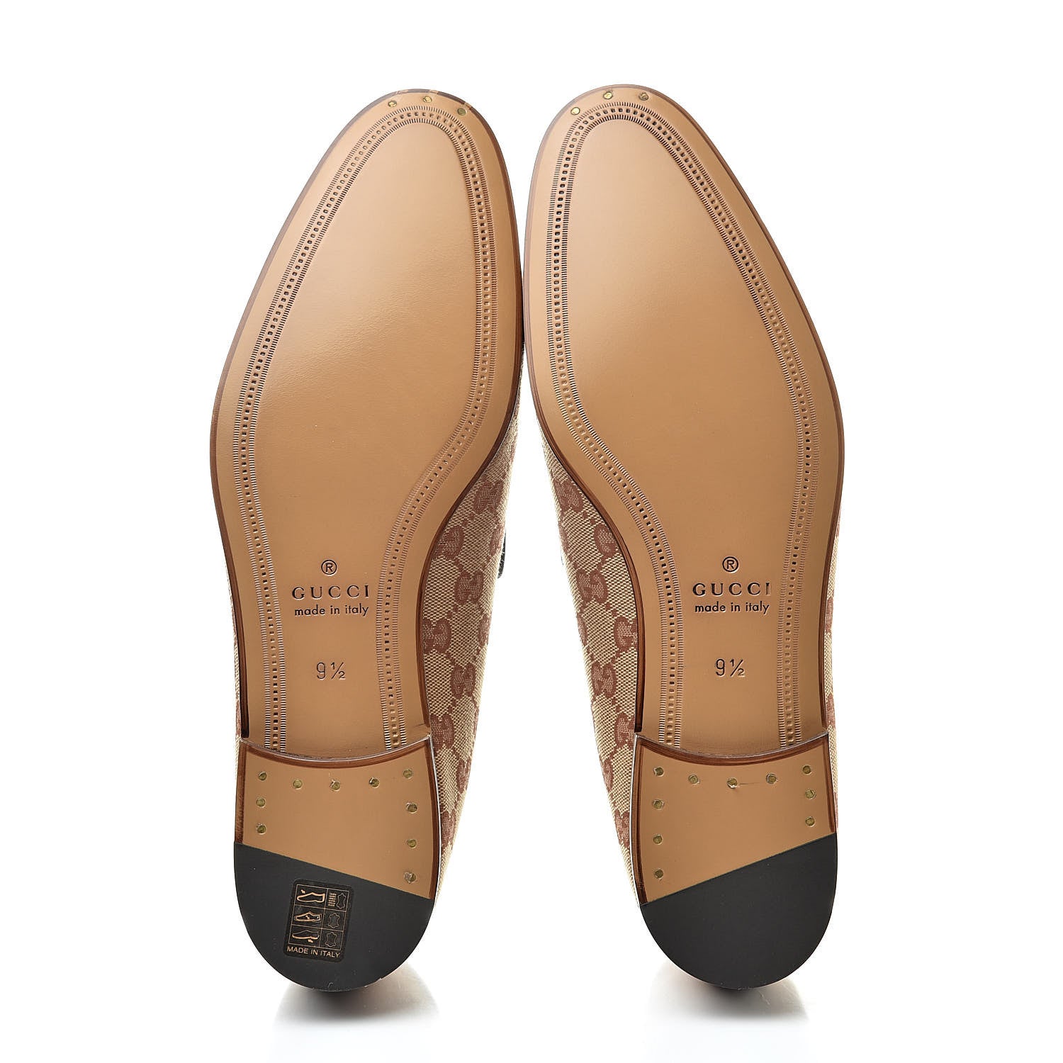 Gucci Canvas GG Monogram Horsebit Mens Jordaan Loafers 9.5 Beige Ruggine Light Brown 5 of 8