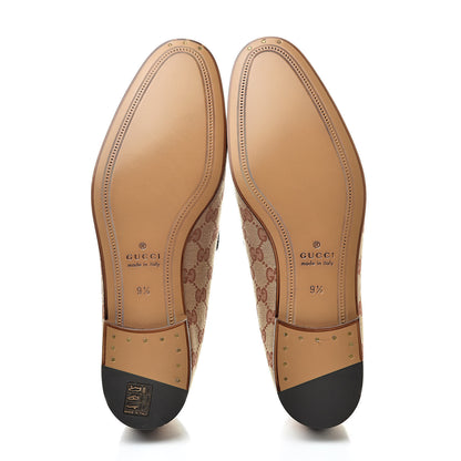 Gucci Canvas GG Monogram Horsebit Mens Jordaan Loafers 9.5 Beige Ruggine Light Brown 5 of 8