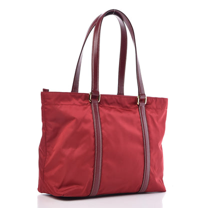 Prada Tessuto Nylon Saffiano Tote Red 3 of 10