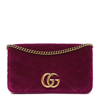 Gucci Velvet Matelasse GG Marmont Mini Bag Fuchsia Violet Cyclamen 1 of 10