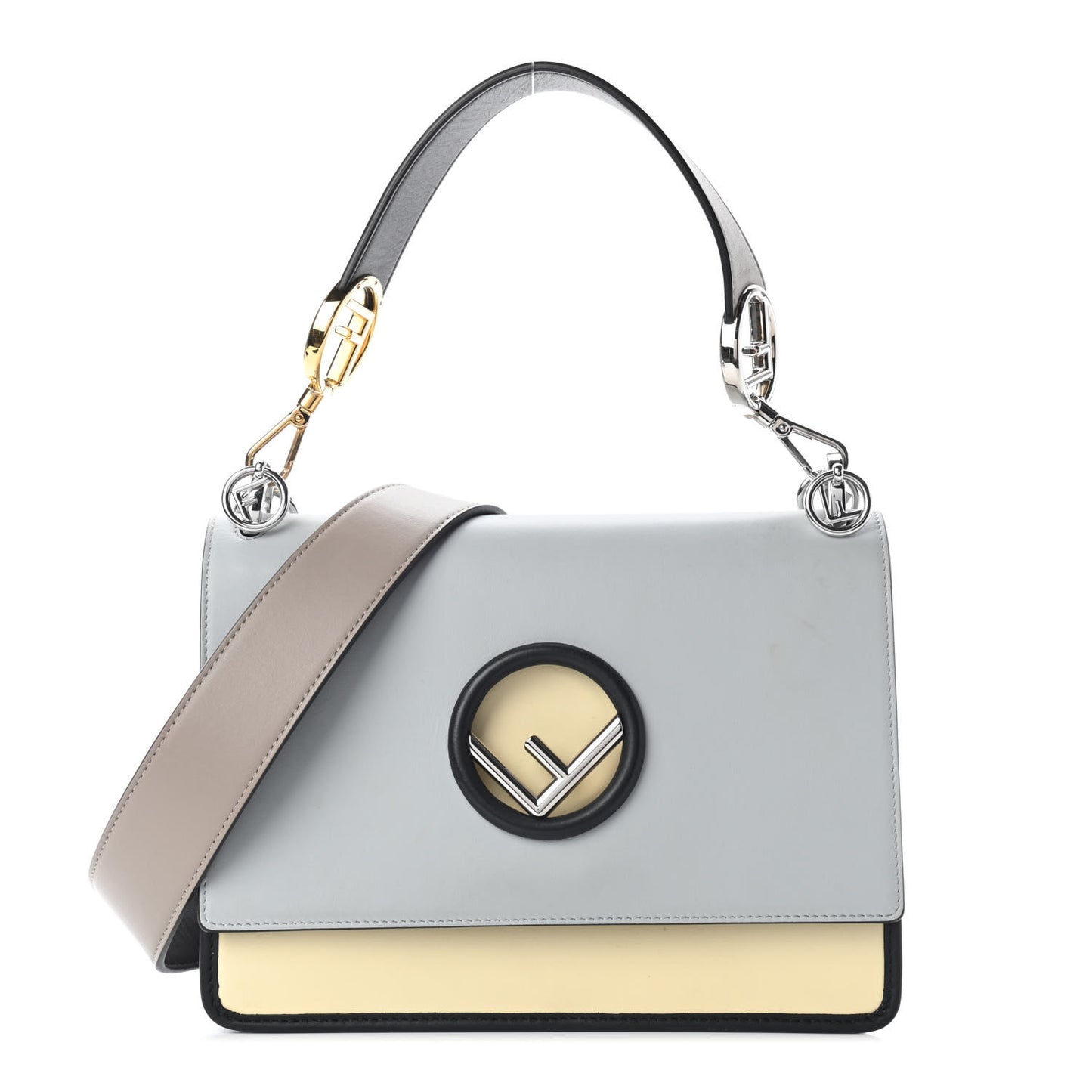 Vitello Century F is Fendi Kan I Shoulder Bag Grigio Perla Tortora Multicolor
