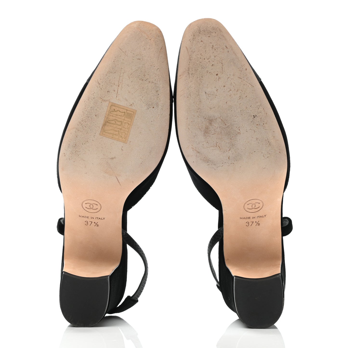 Velvet Grosgrain Cap Toe CC Slingback Pumps 37.5 Black
