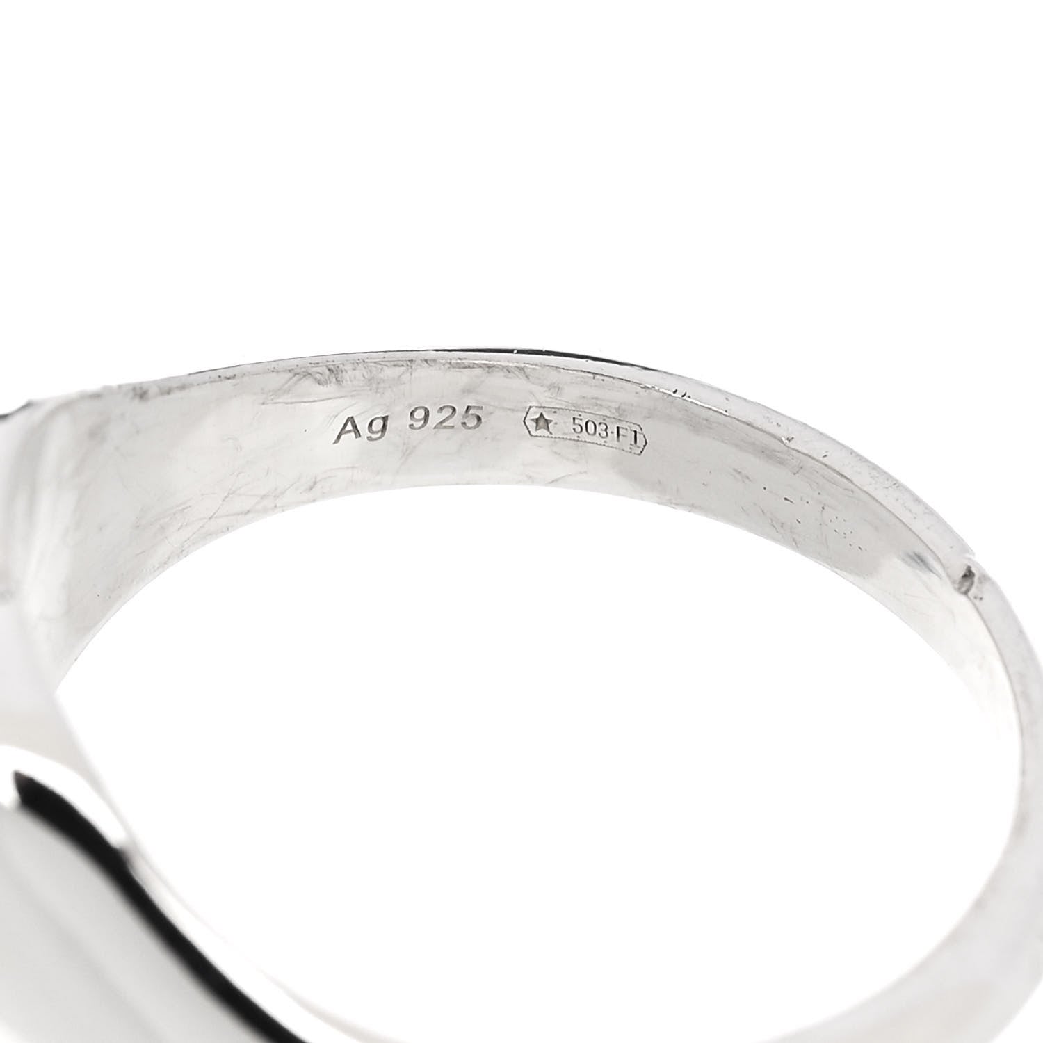 Gucci Sterling Silver Enamel GG Heart Ring 52 6 Blue 5 of 5