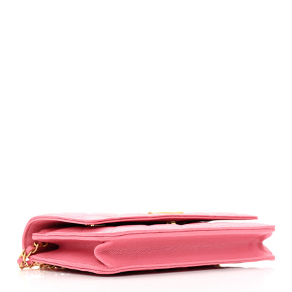 Chanel Caviar Quilted Textured CC Wallet On Chain WOC Pink 4 of 13