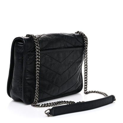 Saint Laurent Crinkled Calfskin Matelasse Monogram Niki Chain Wallet Black 2 of 10