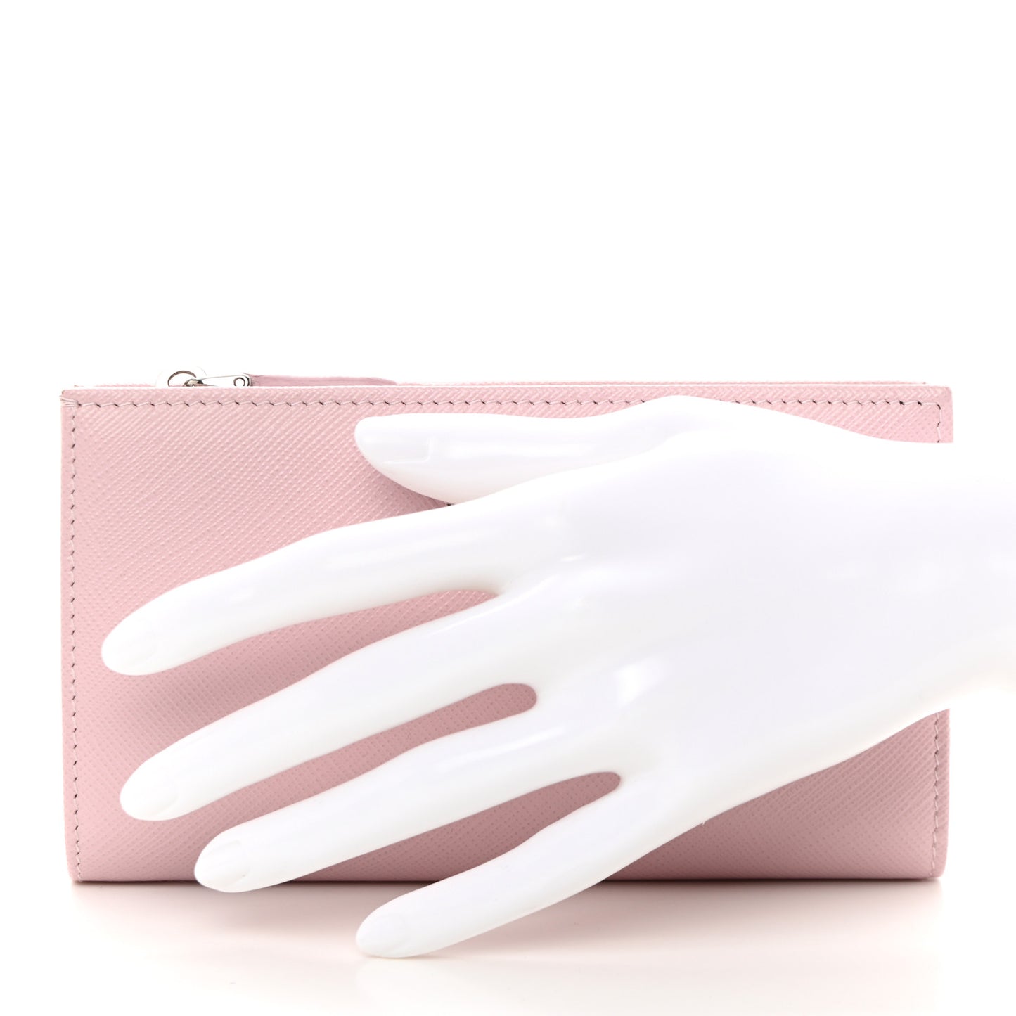 Saffiano Triangle Continental Zip Wallet Alabastro